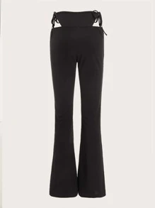 SHEIN ICON Quần Dây kéo màu trơn màu đen Gợi cảm - màu đen - Xem 2