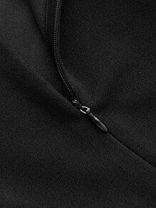 SHEIN ICON Quần Dây kéo màu trơn màu đen Gợi cảm - màu đen - Xem 3