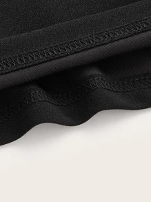 SHEIN ICON Quần Dây kéo màu trơn màu đen Gợi cảm - màu đen - Xem 4