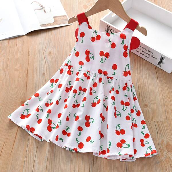 

Toddler Girls Cherry Print Cami Dress, White