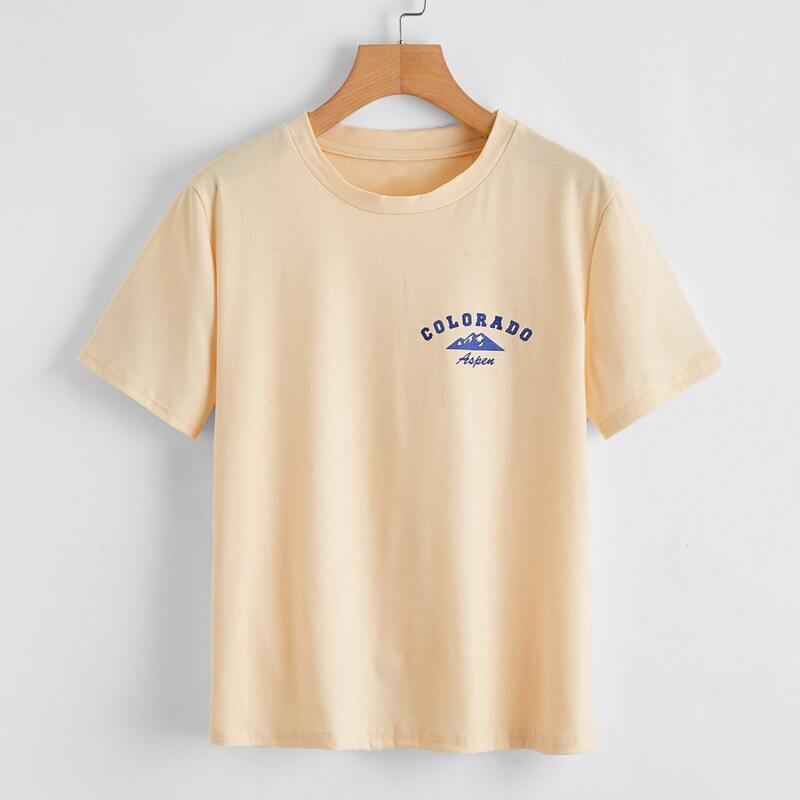

Letter Graphic Tee, Beige