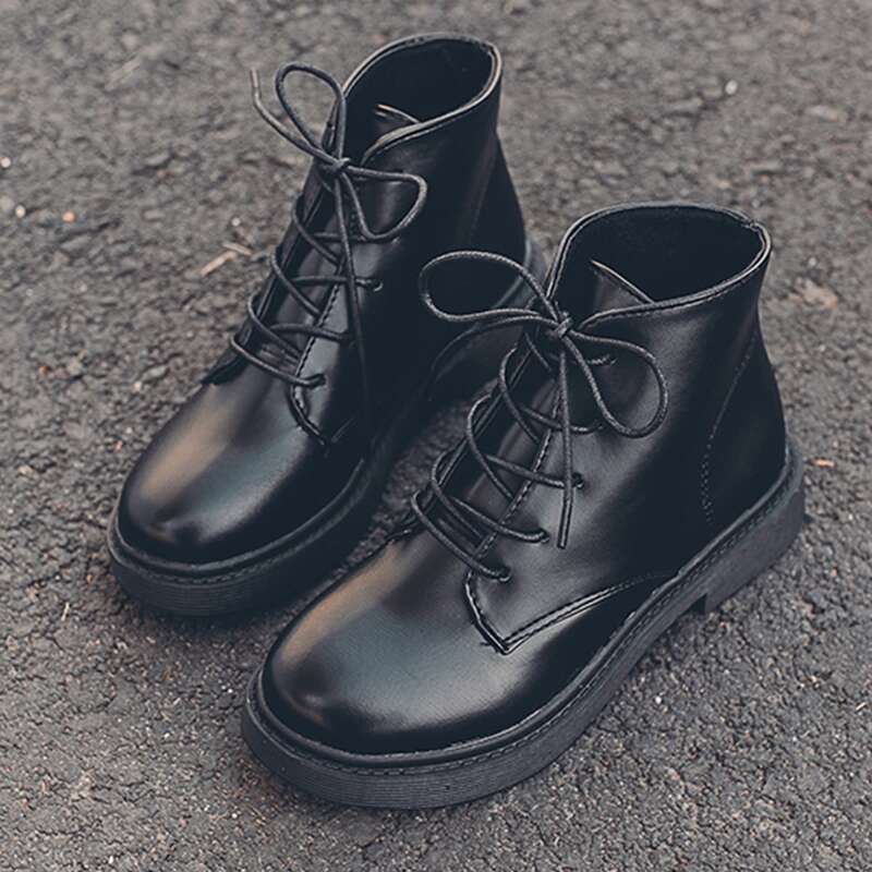 

Lace-up Front Combat Boots, Black