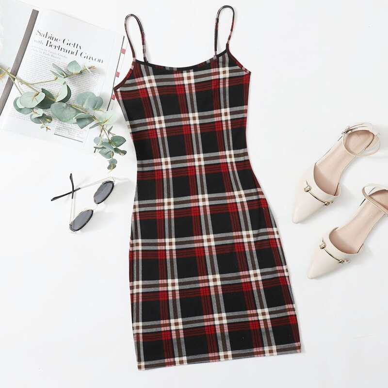 

Tartan Print Bodycon Dress, Multicolor