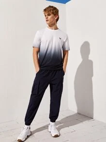 Manfinity Camiseta de ombré con bordado de flamenco - Blanco y Negro - Ver 4