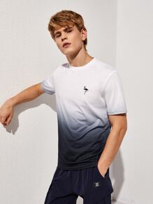 Manfinity Camiseta de ombré con bordado de flamenco - Blanco y Negro - Ver 5