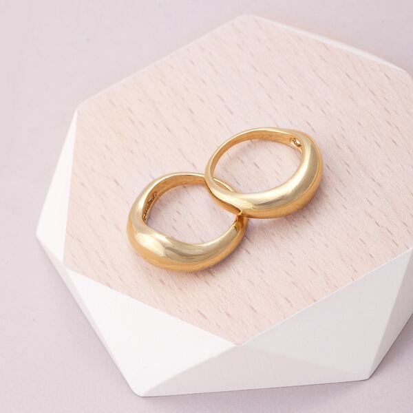 

Set Of Two Thick Wavy Rings, Gold