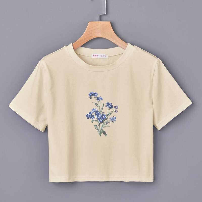 

Flower Graphic Tee, Beige