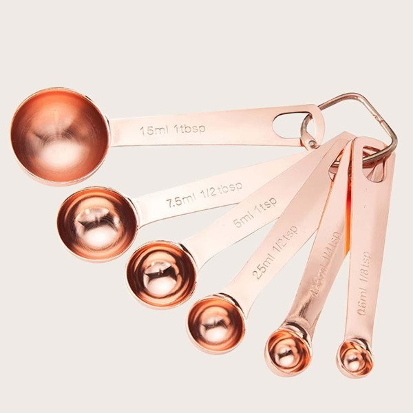 

6pcs Stainless Steel Measuring Spoon, Gold