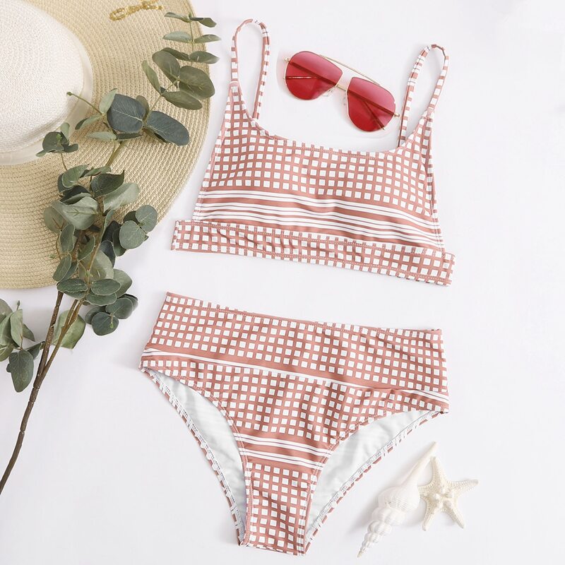 

Plaid Bikini Swimsuit, Dusty pink