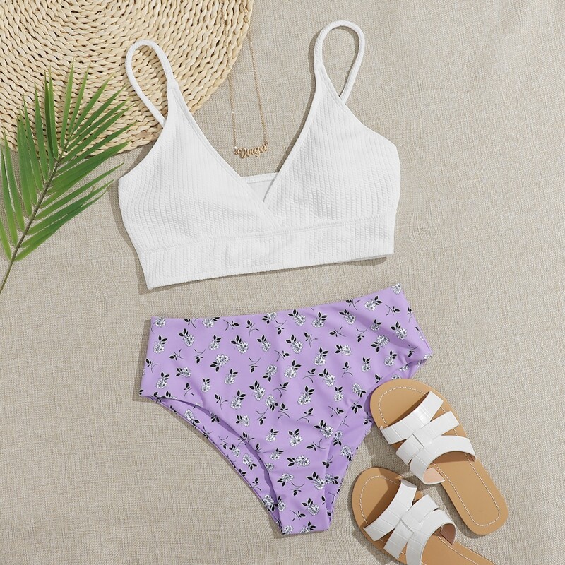 

Ditsy Floral High Waisted Bikini Swimsuit, Multicolor