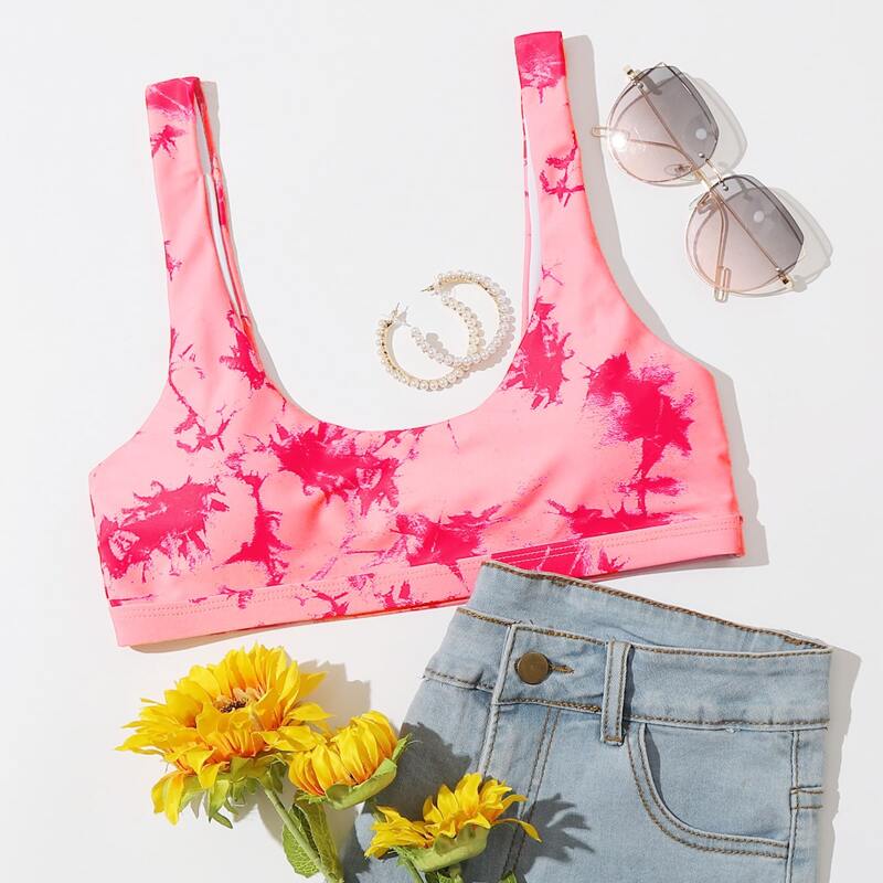 

Tie Dye Bikini Top, Baby pink