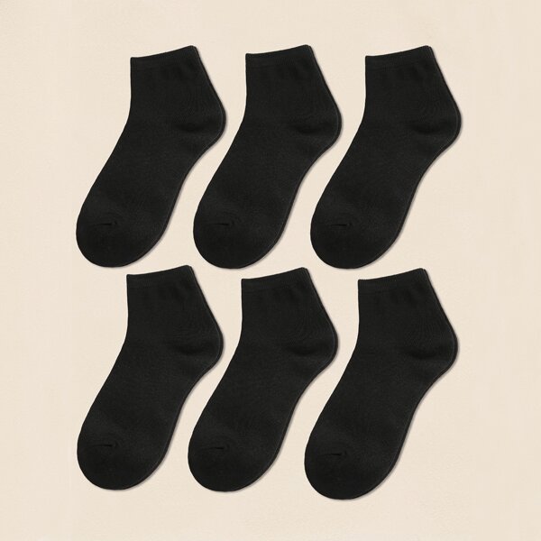 

6pairs Plain Ankle Socks, Black