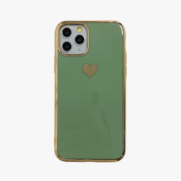

1pc Heart Print iPhone Case, Green