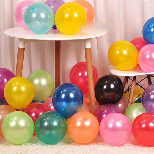 

100pcs Solid Decorative Balloon, Multicolor