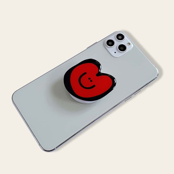 

1pc Cartoon Collapsible Phone Finger Holder, Red