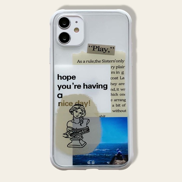 

1pc Slogan Graphic iPhone Case, Multicolor