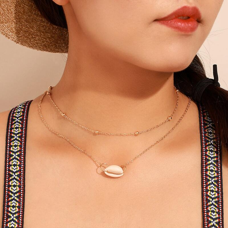 

Shell Layered Chain Necklace, Gold