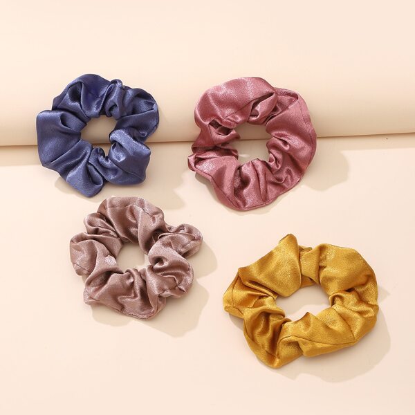

4pcs Plain Elastic Scrunchie, Multicolor