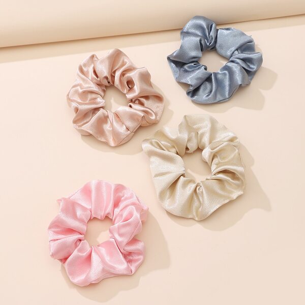 

4pcs Plain Elastic Scrunchie, Multicolor