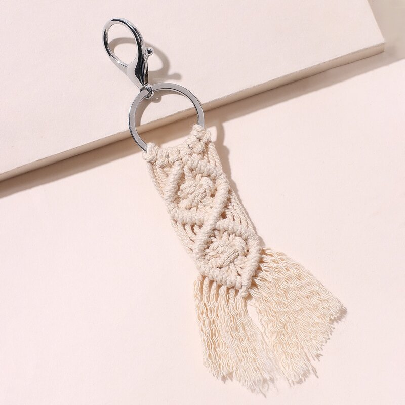 

Braided Tassel Keychain, White