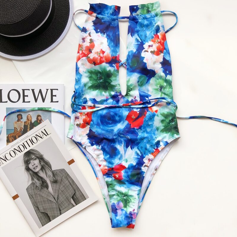 

Floral Water Color One Piece Swimsuit, Multicolor