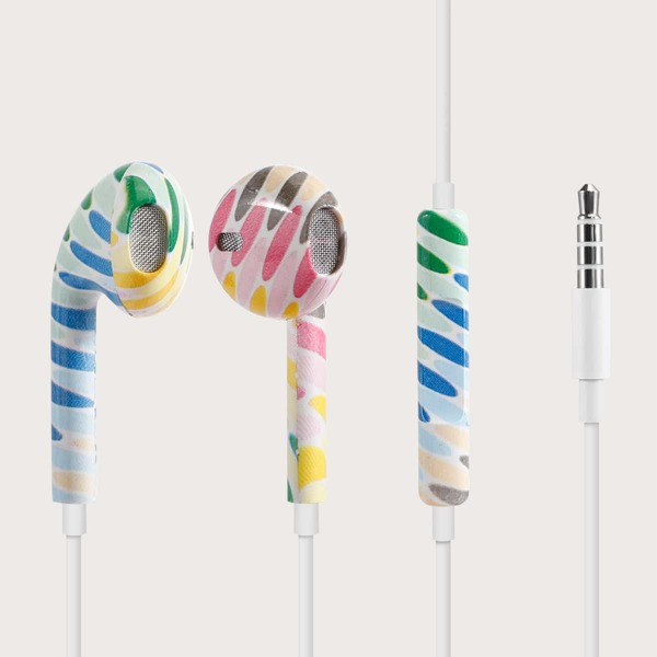 

1pc Oval Print In-ear Headphone, Multicolor