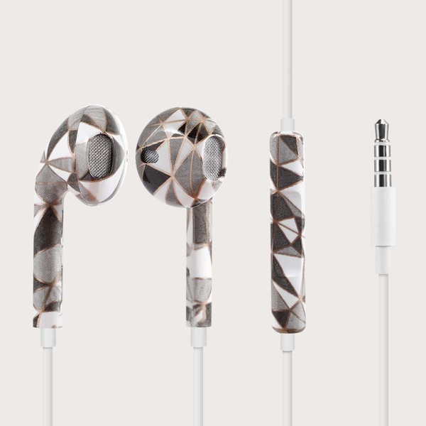 

1pc Geometric Print In-ear Headphone, Multicolor