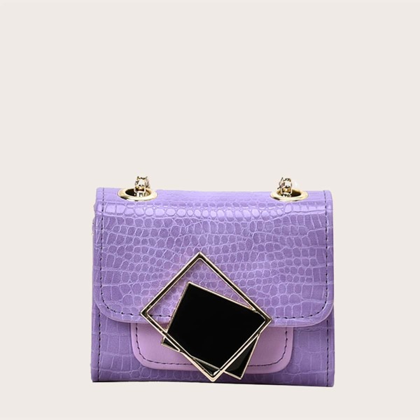

Mini Quilted Zip Up Tote Bag, Purple