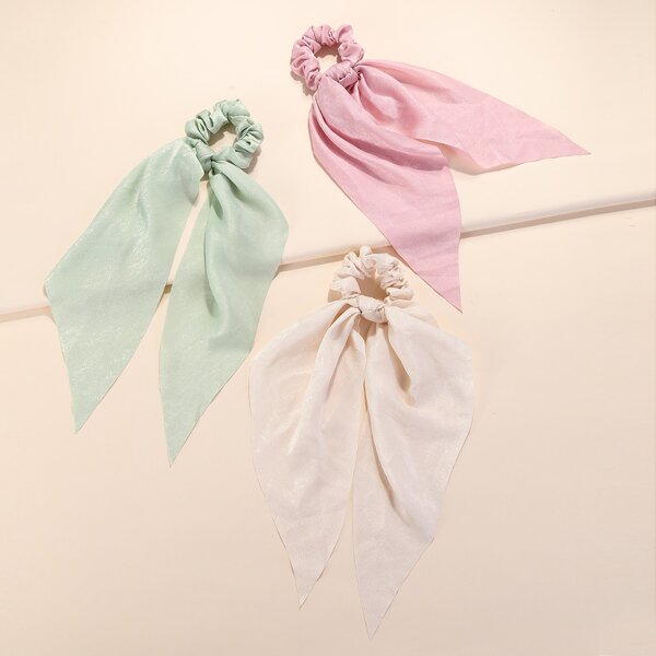 

3pcs Simple Solid Scrunchie Scarf, Multicolor