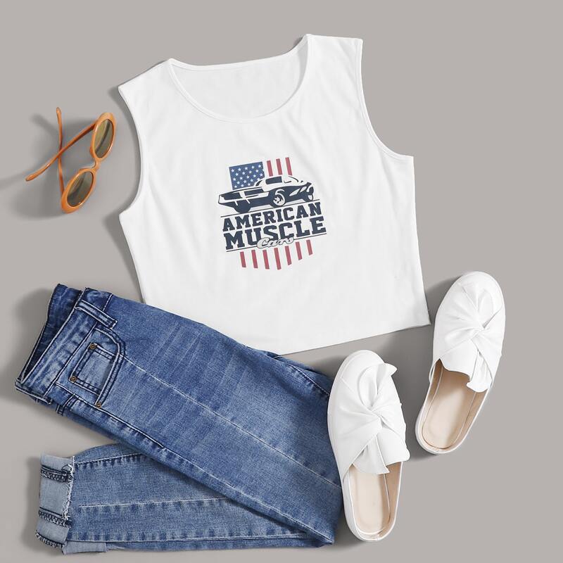 

American Flag Graphic Tank, White