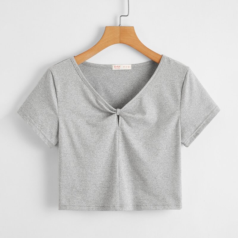 

Twist Front Grey Tee, Light grey