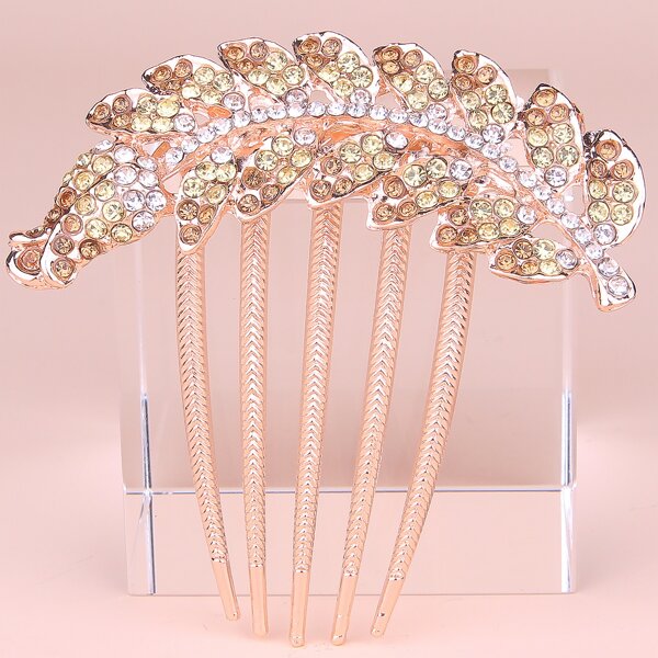 

Rhinestone Engraved Hair Pin, Gold