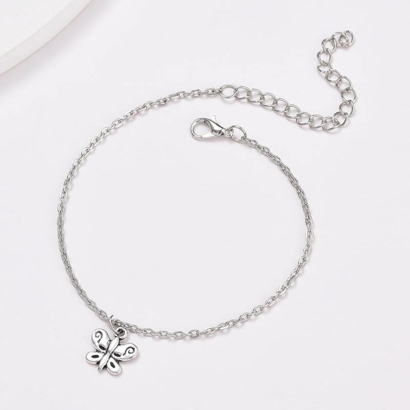

Butterfly Chain Anklet, Silver