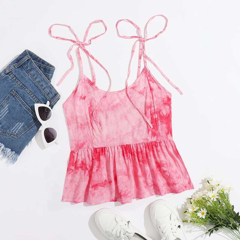 

Tie Dye Peplum Cami, Pink