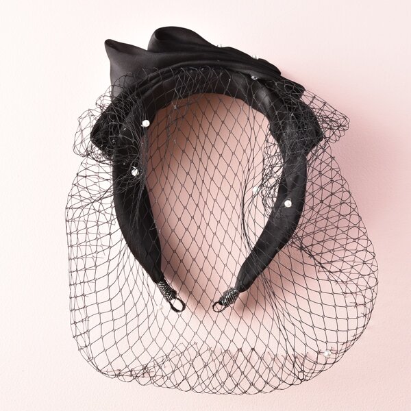 

Faux Pearl Satin Hair Hoop, Black