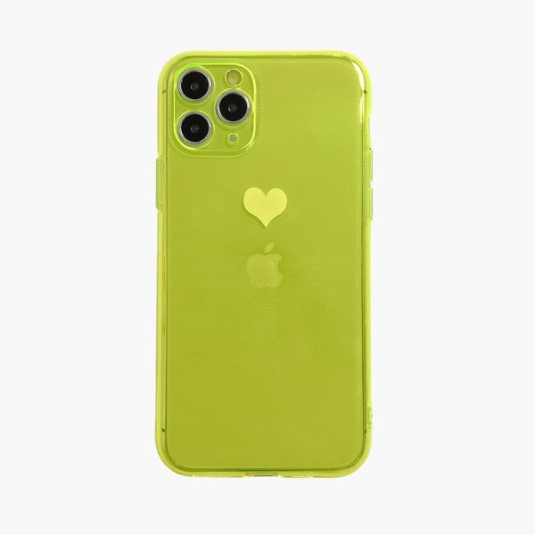

1шт прозрачный чехол для iPhone с принтом сердечка, Зелёные прозрачный