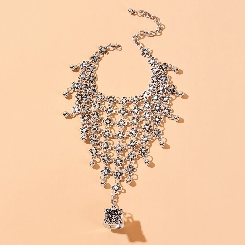 

Ball Charm Chain Hand Harness, Silver