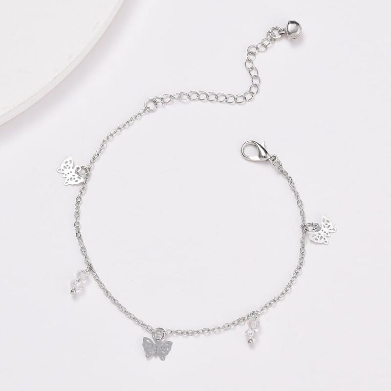 

Butterfly Charm Anklet, Silver