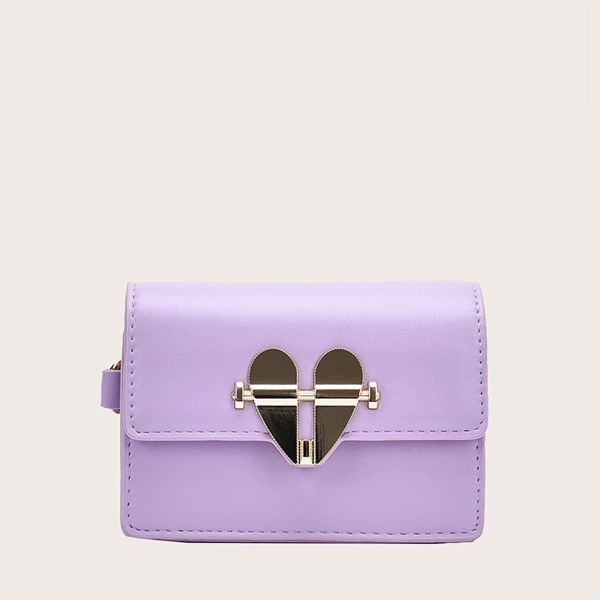 

Mini Heart Metal Lock Crossbody Bag, Purple