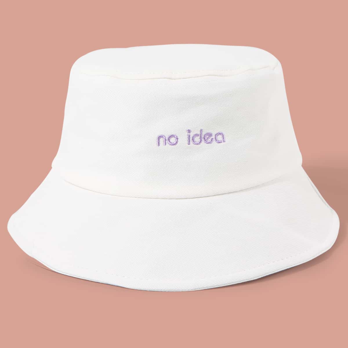 

Letter Embroidery Bucket Hat, White