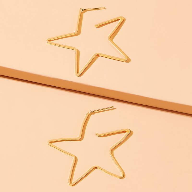 

Star Hoop Earrings, Gold