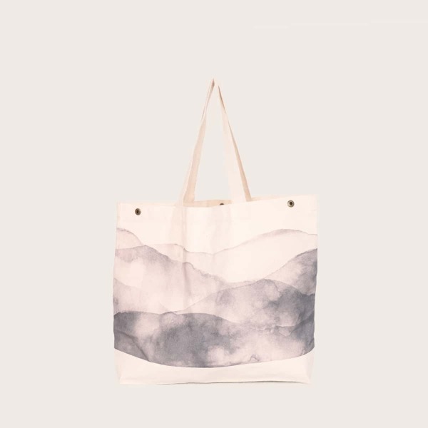 

Colorblock Canvas Shopper Bag, White