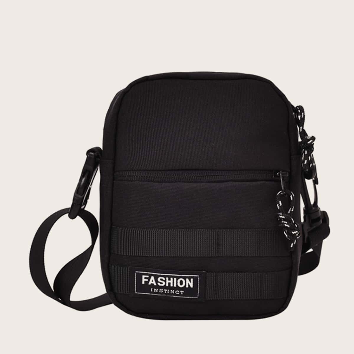 

Zipper Front Crossbody Bag, Black