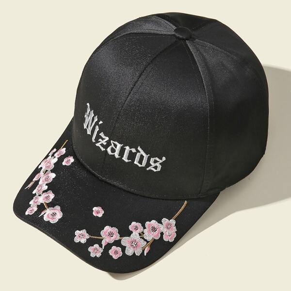 

Letter Embroidered Baseball Cap, Black