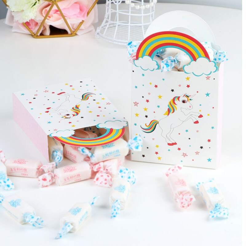 

6pcs Unicorn Print Paper Bag, Multicolor