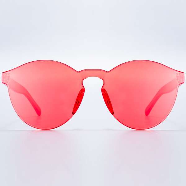 

Men Clear Rimless Sunglasses, Red