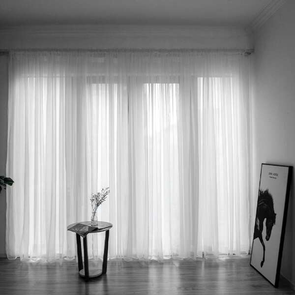 

1pc Plain Sheer Curtain, White