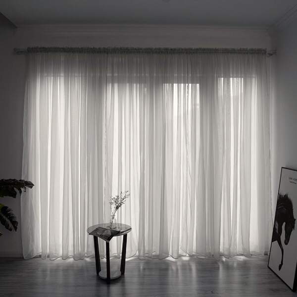 

1pc Plain Sheer Curtain, Grey