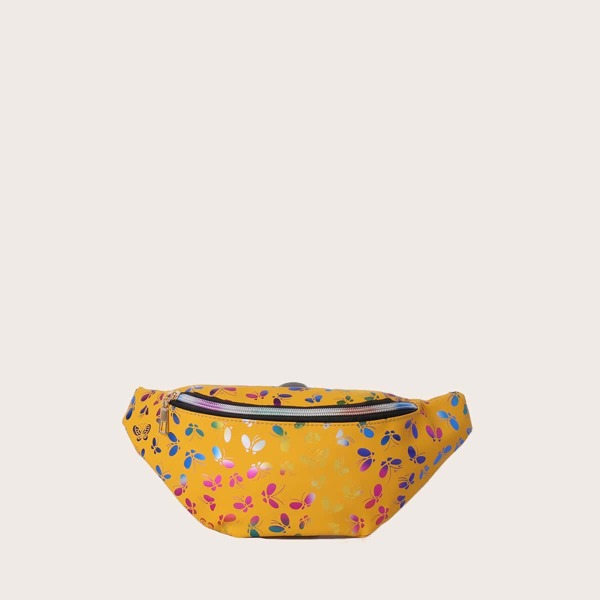 

Сумка на поясе с принтом "бабочка" для девочек, Жёлтые