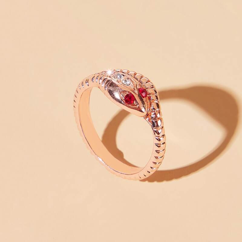 

Rhinestone Snake Ring, Gold